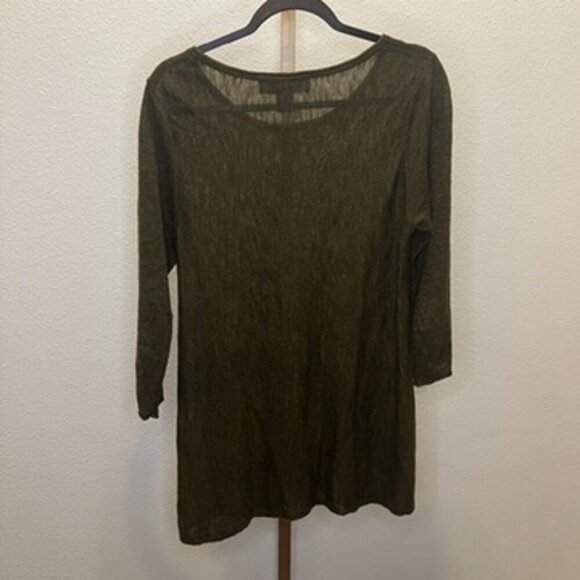 Peck & Peck linen blend 3/4 Sleeve tunic top Olive Green Size Medium - Picture 3 of 3